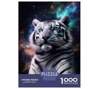 Rompecabezas para Adolescentes De 1000 Piezas White Tiger Galaxy Animal Rompecabezas para Adultos Juguete Decoración De Pared Desafío Difícil 52x38cm/1000pcs