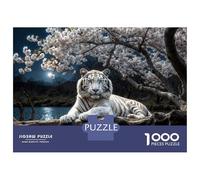 Rompecabezas para Adolescentes De 1000 Piezas White Tiger Under Cherry Blossoms Rompecabezas para Adultos Juguetes Antiestrés Regalo De Cumpleaños Cumpleaños 70x50cm/1000pcs