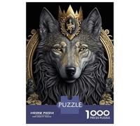 Rompecabezas para Adolescentes De 1000 Piezas White Wolf Golden Art Deco Rompecabezas para Adultos Juegos Relajantes Regalo De Cumpleaños Diversión En Casa Actividades, 38x26cm/1000pcs