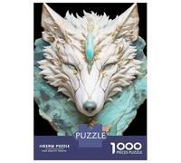 Rompecabezas para Adolescentes De 1000 Piezas White Wolf Head Sculpture with Turquoise and Gold Rompecabezas Juego De Ingenio Análisis Y Lógica Actividades Divertidas En Casa 38x26cm/1000pcs