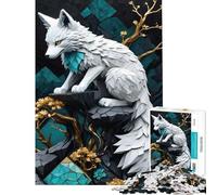 Rompecabezas para Adolescentes de 1000 Piezas White Wolf Kintsugi Difícil y desafiante Regalos para Mujeres Juegos Divertidos para Mayores de 14 años 38x26cm