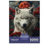 Rompecabezas para Adolescentes De 1000 Piezas White Wolf Under Blood Moon Rompecabezas para Adultos Juego Práctico Una Obra De Arte Cumpleaños 52x38cm/1000pcs