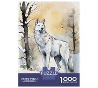 Rompecabezas para Adolescentes De 1000 Piezas White Wolf Watercolor Rompecabezas para Adultos Juguetes Antiestrés Arte De Pared Regalos De Cumpleaños Y Únicos 70x50cm/1000pcs