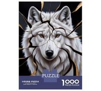 Rompecabezas para Adolescentes De 1000 Piezas White Wolf with Golden Cracks Rompecabezas para Adultos Juegos Familiares Análisis Y Lógica Cumpleaños Y Navidad 52x38cm/1000pcs