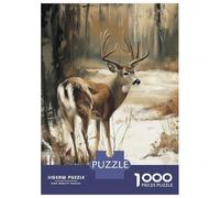 Rompecabezas para Adolescentes De 1000 Piezas Whitetail Deer in Winter Woods Rompecabezas para Adolescentes Juegos Relajantes Regalos para Mujeres para Cumpleaños, Navidad 38x26cm/1000pcs