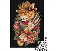 Rompecabezas para Adolescentes De 1000 Piezas Wild Cat with Claws Tattoo Design Rompecabezas para Adultos Juguetes Antiestrés Arte De Pared Regalos De Cumpleaños Y Únicos 52x38cm/1000pcs