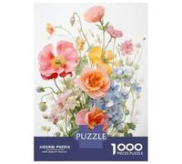 Rompecabezas para Adolescentes De 1000 Piezas Wild Flower Pink Blue Red Rompecabezas para Adultos Juguetes Antiestrés Regalo De Cumpleaños Cumpleaños 52x38cm/1000pcs