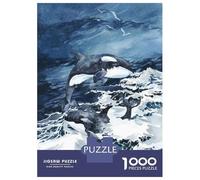 Rompecabezas para Adolescentes De 1000 Piezas Wild Orcas Rompecabezas para Adultos Juego De Ingenio Decoración De Pared Regalos para Reducir El Estrés 38x26cm/1000pcs