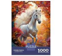 Rompecabezas para Adolescentes De 1000 Piezas Wild White Horse in Autumn Rompecabezas para Adultos Juegos Relajantes Desafío Difícil Cumpleaños 38x26cm/1000pcs