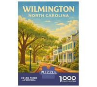 Rompecabezas para Adolescentes De 1000 Piezas Wilmington Travel Poster - Vintage Historic Street Wall Art Illustration Rompecabezas para Adultos Juguete Decoración De Pared Regalo De Cumpleaños Juego