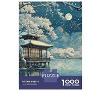 Rompecabezas para Adolescentes De 1000 Piezas Winter Moon Over Asian Lake Rompecabezas para Adultos Juegos Relajantes Corte De Precisión Diversión En Casa Actividades, 38x26cm/1000pcs