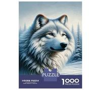 Rompecabezas para Adolescentes De 1000 Piezas Winter Wolf Portrait Rompecabezas para Adultos Juego Familiar Difícil Difícil Cumpleaños Y Navidad 38x26cm/1000pcs