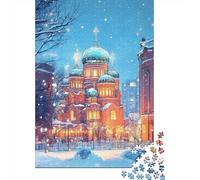 Rompecabezas para Adolescentes De 1000 Piezas Winter Wonderland Cathedral-1 Rompecabezas para Adultos Juego De Ingenio Patrón De Ensamblaje Cumpleaños Y Navidad 70x50cm/1000pcs