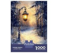 Rompecabezas para Adolescentes De 1000 Piezas Winters Glow Lantern Light on A Snowy Path Rompecabezas para Adultos Juegos Relajantes Análisis Y Lógica Difícil Y Desafiante 52x38cm/1000pcs