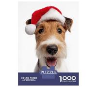 Rompecabezas para Adolescentes De 1000 Piezas Wire Fox Terrier Dog with Santa Hat Rompecabezas para Adultos Juegos Relajantes Análisis Y Lógica Difícil Y Desafiante 70x50cm/1000pcs