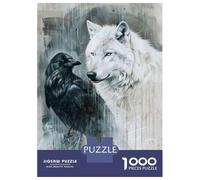 Rompecabezas para Adolescentes De 1000 Piezas Wolf and Raven Art Print Rompecabezas para Adultos Juegos Relajantes Corte De Precisión Diversión En Casa Actividades, 38x26cm/1000pcs