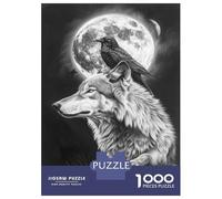 Rompecabezas para Adolescentes De 1000 Piezas Wolf and Raven Moon Art Print Rompecabezas para Adultos Juegos Relajantes Decoración del Hogar 52x38cm/1000pcs
