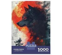 Rompecabezas para Adolescentes De 1000 Piezas Wolf Blood Moon Rompecabezas para Adultos Juegos Familiares Análisis Y Lógica Cumpleaños Y Navidad 70x50cm/1000pcs