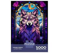 Rompecabezas para Adolescentes De 1000 Piezas Wolf Magenta Night Abstrac Rompecabezas para Adultos Juego Práctico Que Mejora La Memoria Interacción Entre Padres E Hijos 70x50cm/1000pcs