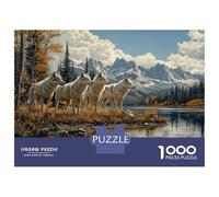Rompecabezas para Adolescentes De 1000 Piezas Wolf Pack by The Lake Rompecabezas para Adultos Juego De Ingenio Alivia El Estrés Ayuda A Ejercitar El Cerebro 52x38cm/1000pcs