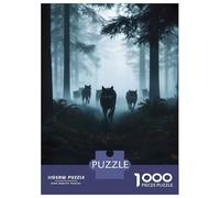Rompecabezas para Adolescentes De 1000 Piezas Wolf Pack in Foggy Forest Rompecabezas para Adultos Juguete Decoración De Pared Corte De Precisión para Cumpleaños, Navidad 38x26cm/1000pcs