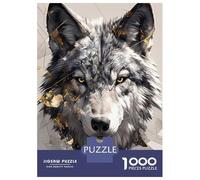 Rompecabezas para Adolescentes De 1000 Piezas Wolf Portrait with Gold Accents Rompecabezas para Adultos Juegos Familiares Desafío Difícil Regalos De Cumpleaños Y Únicos 52x38cm/1000pcs