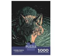 Rompecabezas para Adolescentes De 1000 Piezas Wolf Swimming in Water Illustration Rompecabezas para Adultos Juegos Relajantes Decoración del Hogar 70x50cm/1000pcs