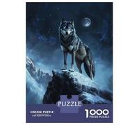 Rompecabezas para Adolescentes De 1000 Piezas Wolf Under Moonlight Rompecabezas para Adultos Juegos Familiares Corte De Precisión Regalos Y Cumpleaños Únicos 70x50cm/1000pcs