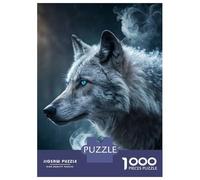 Rompecabezas para Adolescentes De 1000 Piezas Wolf with Blue Eyes and Smoke Rompecabezas para Adultos Juegos Familiares Corte De Precisión Regalos Y Cumpleaños Únicos 52x38cm/1000pcs