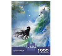 Rompecabezas para Adolescentes De 1000 Piezas Woman and White Fox Spirit Painting Rompecabezas para Adultos Juegos Familiares Análisis Y Lógica Cumpleaños Y Navidad 70x50cm/1000pcs