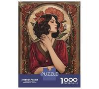 Rompecabezas para Adolescentes De 1000 Piezas Women in Red Dress Rompecabezas para Adultos Juego De Ingenio Patrón De Ensamblaje Cumpleaños Y Navidad 38x26cm/1000pcs