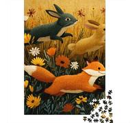 Rompecabezas para Adolescentes De 1000 Piezas Woodland Friends Running Through Flowers Rompecabezas para Adultos Juego Práctico Que Mejora La Memoria Interacción Entre Padres E Hijos 70x50cm/1000pcs