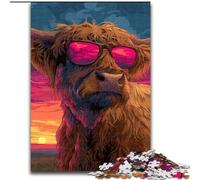 Rompecabezas para Adolescentes de 1000 Piezas: Yak con Gafas Ejercita el Cerebro Juguetes adictivos para Cultivar la Paciencia y Mejorar la Memoria (tamaño 50x75cm)