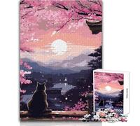 Rompecabezas para Adolescentes de 1000 Piezas, Zen Cat Ukiyoe Pixel Art, Juego Imposible, Actividades Familiares, Regalos de Amigo Secreto, tamaño 38x52cm