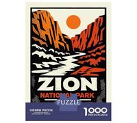 Rompecabezas para Adolescentes De 1000 Piezas Zion National Park Vintage Travel Poster Rompecabezas para Adultos Juegos Familiares Corte De Precisión Regalos Y Cumpleaños Únicos 70x50cm/1000pcs