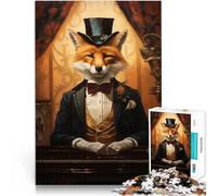 Rompecabezas para Adolescentes de 1000 Piezas Zorro con Esmoquin Entrena tu Cerebro y Tus Manos Interacción Entre Padres e Hijos 52x38cm