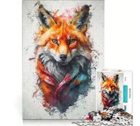 Rompecabezas para Adolescentes de 1000 Piezas: Zorro Curioso y Colorido, decoración de Pared, difícil y desafiante, Regalo de Juego desafiante 38x52cm