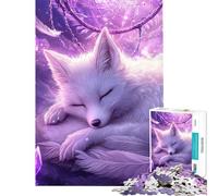 Rompecabezas para Adolescentes de 1000 Piezas Zorro durmiendo en un atrapasueños Rompecabezas para Adultos Juego práctico para divertirse en Familia Difícil y desafiante (tamaño 50x75cm)