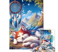 Rompecabezas para Adolescentes de 1000 Piezas Zorro Durmiente atrapasueños Un Reto para completar Juegos educativos para Toda la Familia para Mayores de 14 años (38x52cm)