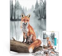 Rompecabezas para Adolescentes de 1000 Piezas Zorro en el Bosque brumoso Aprendizaje Educativo Interacción Entre Padres e Hijos 38x26cm