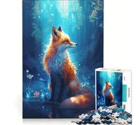 Rompecabezas para Adolescentes de 1000 Piezas Zorro en el Bosque, Juego práctico, Actividades Divertidas para Hacer en casa, con póster y Hoja de Preguntas a Juego 38x52cm