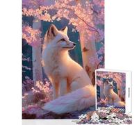 Rompecabezas para Adolescentes de 1000 Piezas Zorro en un Bosque de cerezos en Flor Juegos relajantes Decoración de Pared Juguetes para la decoración del hogar Interacción Entre Padres e Hijos
