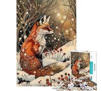 Rompecabezas para Adolescentes de 1000 Piezas Zorro en un país de Las Maravillas Invernal Estilo Art Nouveau Juego práctico Divertido y con Humor Regalo Ideal para Reducir el estrés (tamaño 50x75cm)