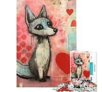 Rompecabezas para Adolescentes de 1000 Piezas Zorro Gris Enamorado de San Valentín Diversión en casa Actividades de análisis y lógica Juguetes antiestrés para Mayores de 14 años 50x75cm