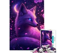 Rompecabezas para Adolescentes de 1000 Piezas Zorro Iluminado por la Luna Rompecabezas Luminosos para Adultos Juegos Divertidos Alivia el estrés cumpleaños (Tamaño 38x52cm)