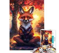 Rompecabezas para Adolescentes de 1000 Piezas Zorro meditando al Estilo Zen Ayuda a ejercitar el Cerebro Un desafío difícil Juego Familiar Apto para Mayores de 14 años (50x75cm)