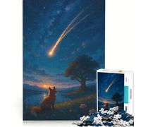 Rompecabezas para Adolescentes de 1000 Piezas Zorro Mirando una Estrella fugaz, Juguetes antiestrés, dificultad Alta, Ideal para Decorar el Escritorio 50x75cm