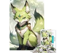Rompecabezas para Adolescentes de 1000 Piezas Zorro Verde con Joyas Juguetes educativos Juego Imposible Corte de precisión Regalos de Amigo Invisible (tamaño 75x50cm)