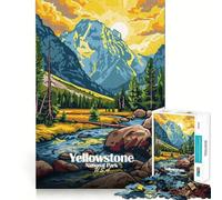 Rompecabezas para Adolescentes de 1000s con ilustración del Paisaje del Parque Nacional de Yellowstone Diseño de Corte preciso Diversión para Resolver Problemas Tiempo de relajación y diversión