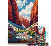 Rompecabezas para Adolescentes de 1000s con ilustración del Parque Estatal Snow Canyon Diseño de Corte preciso Diversión para Resolver Problemas Diversión Relajante Tiempo de diversión navideño